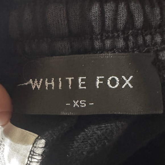 White Fox Black Sweatpants Size XS with Drawstring and Elastic Waist - Picture 5 of 7